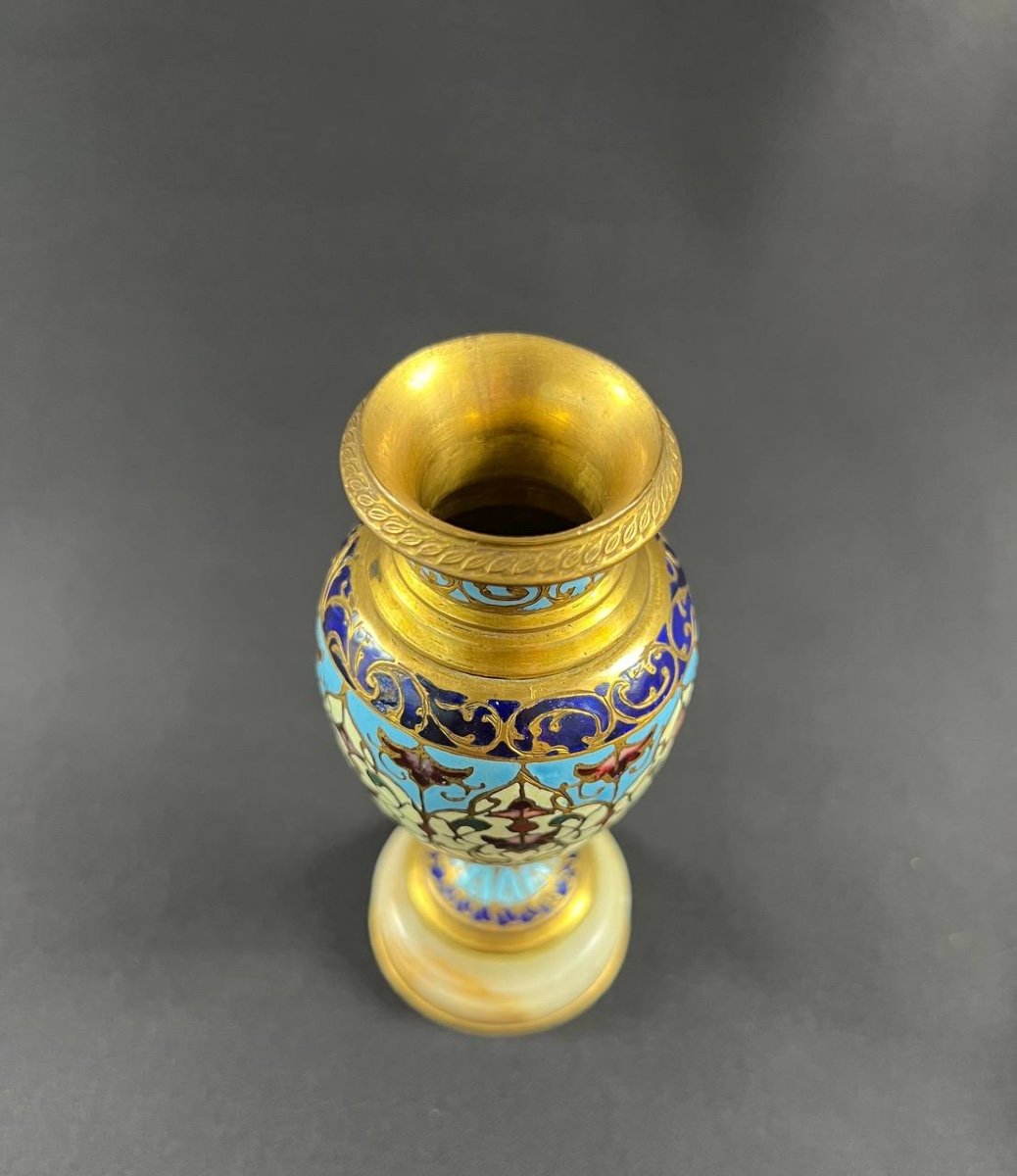 Pair Of Cloisonné Enamel Baluster Vases-photo-5