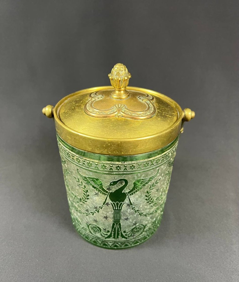 Antique St Louis Crystal Biscuit Bucket Empire Decor Acid Etched-photo-2