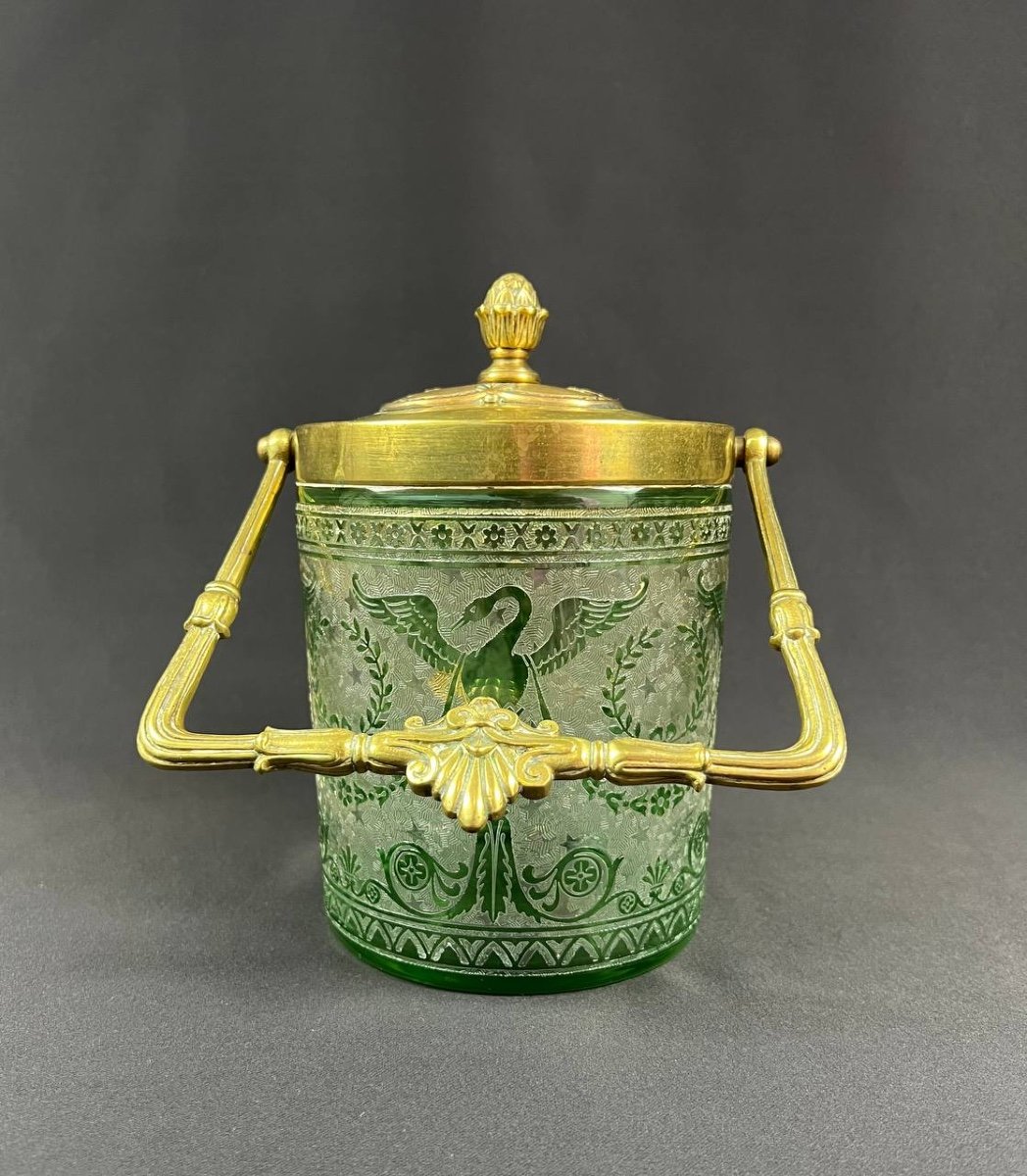 Antique St Louis Crystal Biscuit Bucket Empire Decor Acid Etched-photo-3