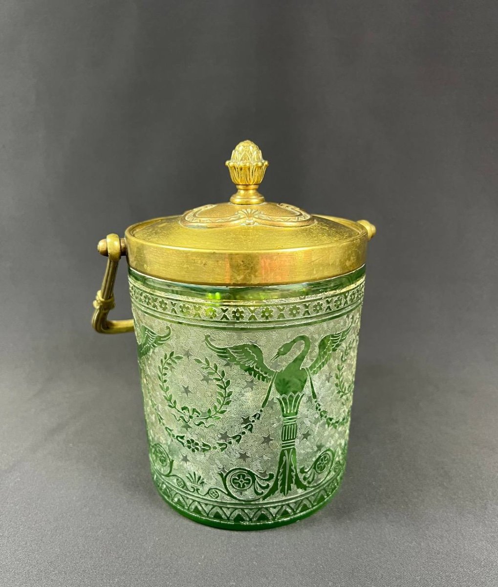 Antique St Louis Crystal Biscuit Bucket Empire Decor Acid Etched-photo-4