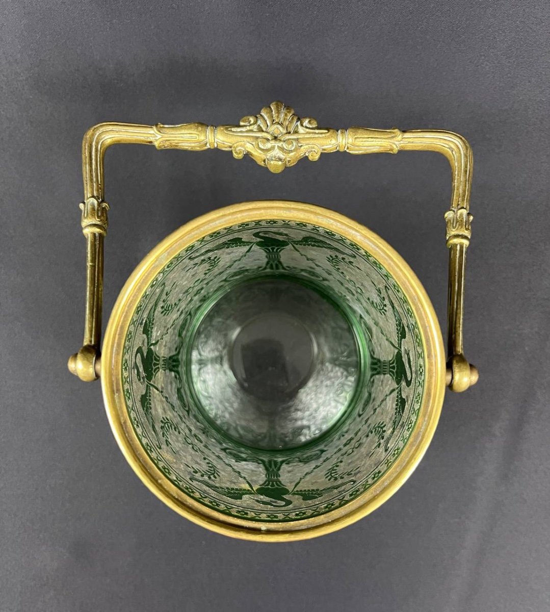 Antique St Louis Crystal Biscuit Bucket Empire Decor Acid Etched-photo-6