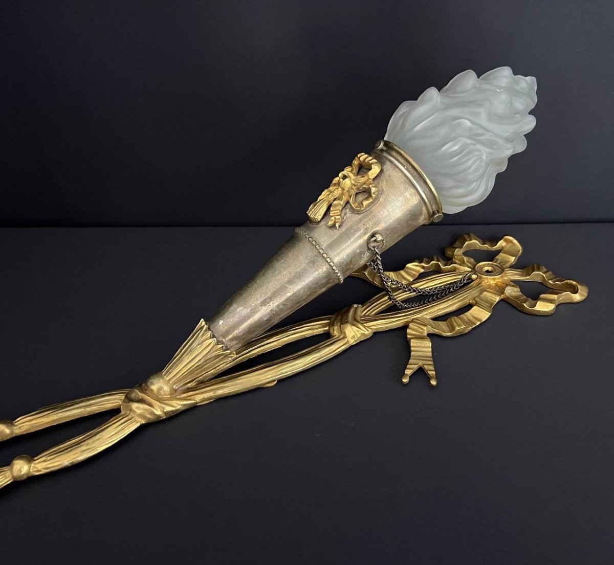 Pair Of Gilt Bronze Wall Lights-photo-3