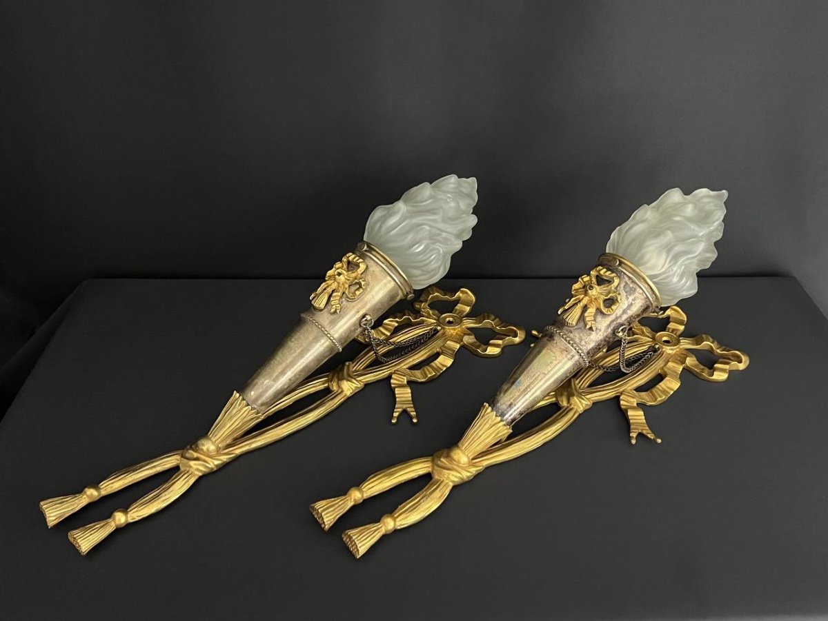 Pair Of Gilt Bronze Wall Lights
