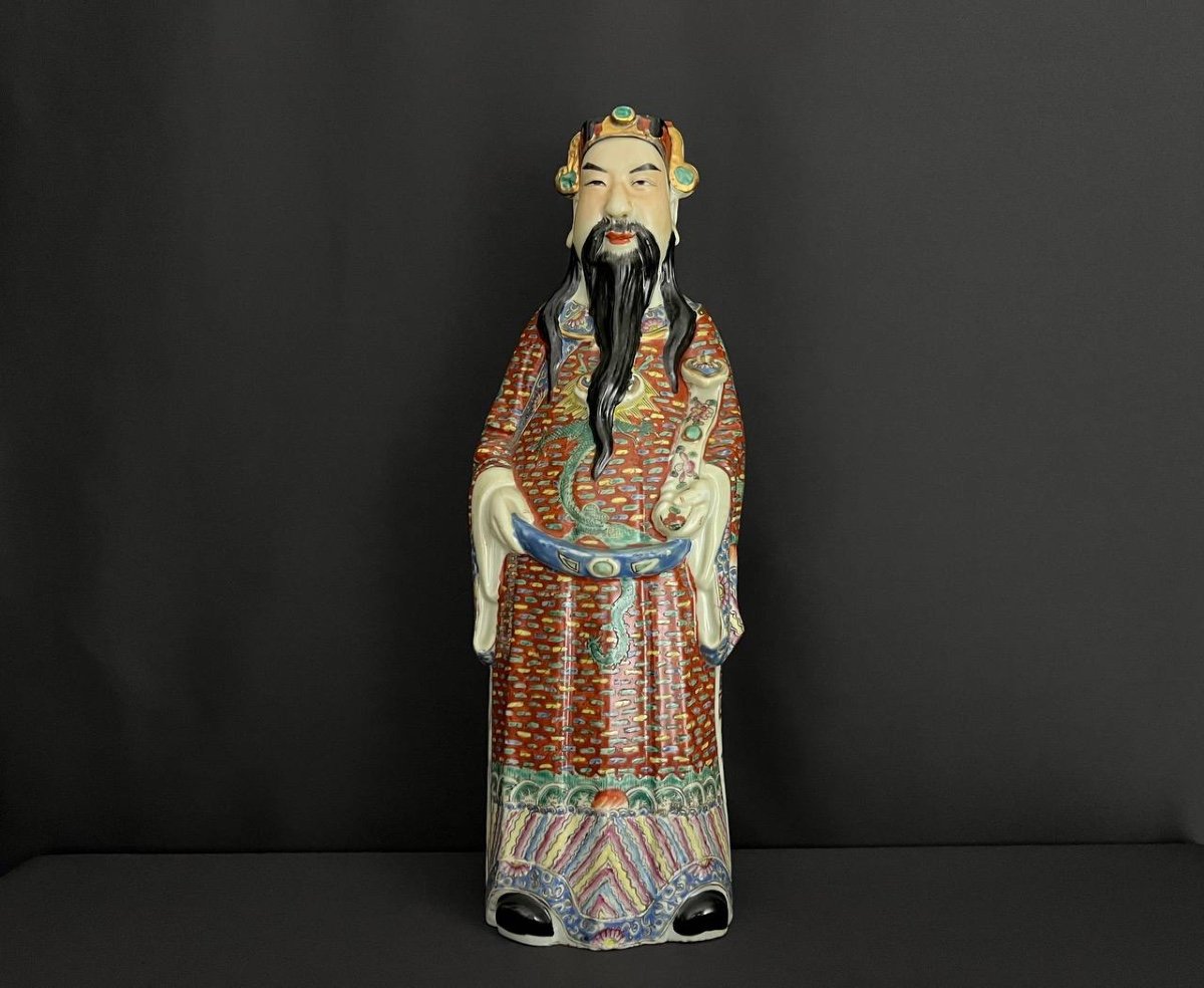 Polychrome Porcelain Statuette - Immortal. China Early 20th Century.-photo-1