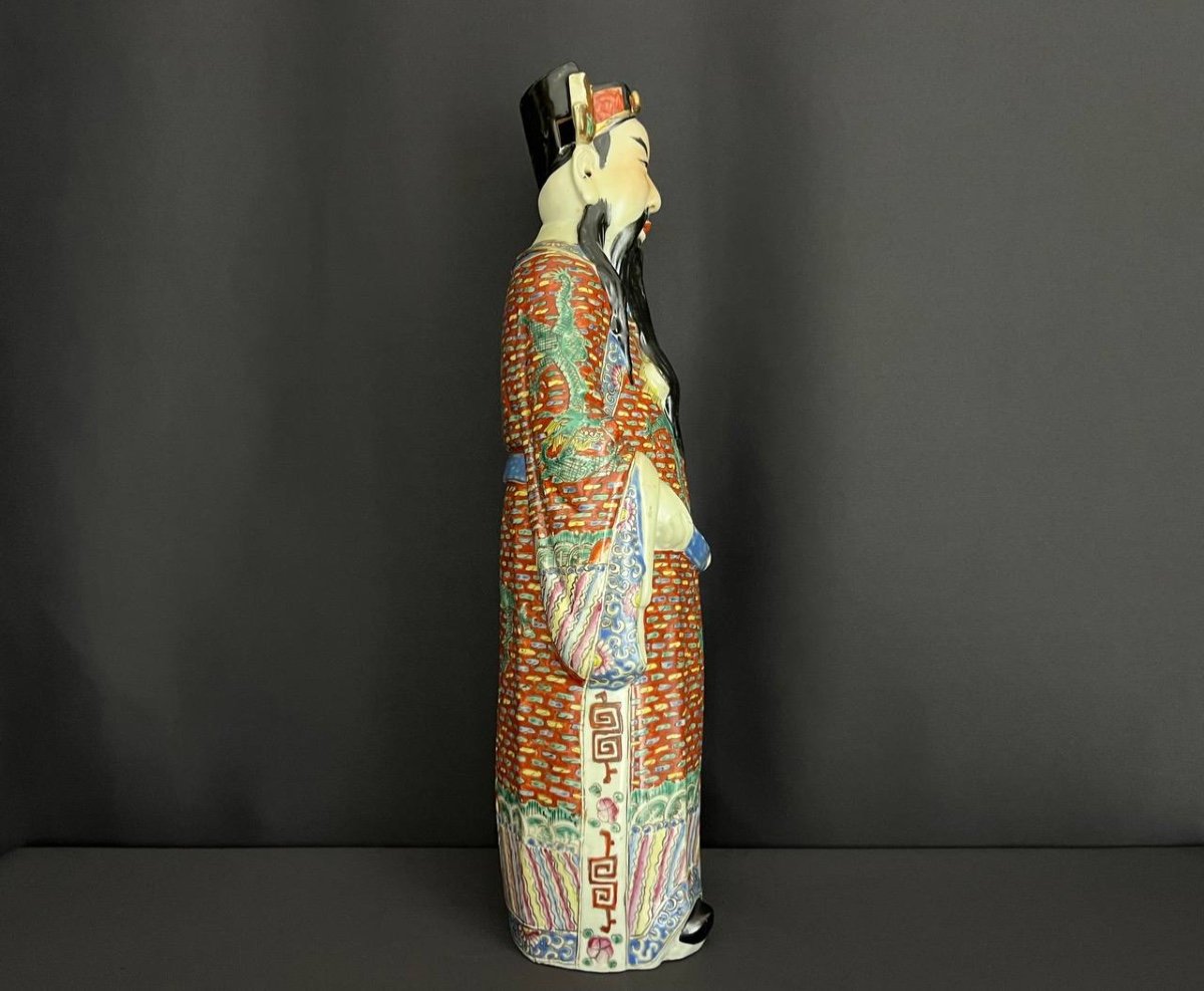 Polychrome Porcelain Statuette - Immortal. China Early 20th Century.-photo-4