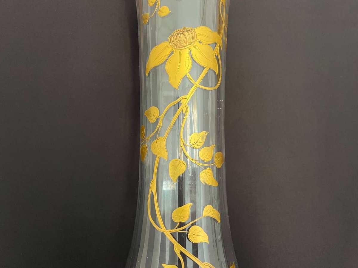 Vase émaillé En Cristal De Baccarat . Art Nouveau-photo-4