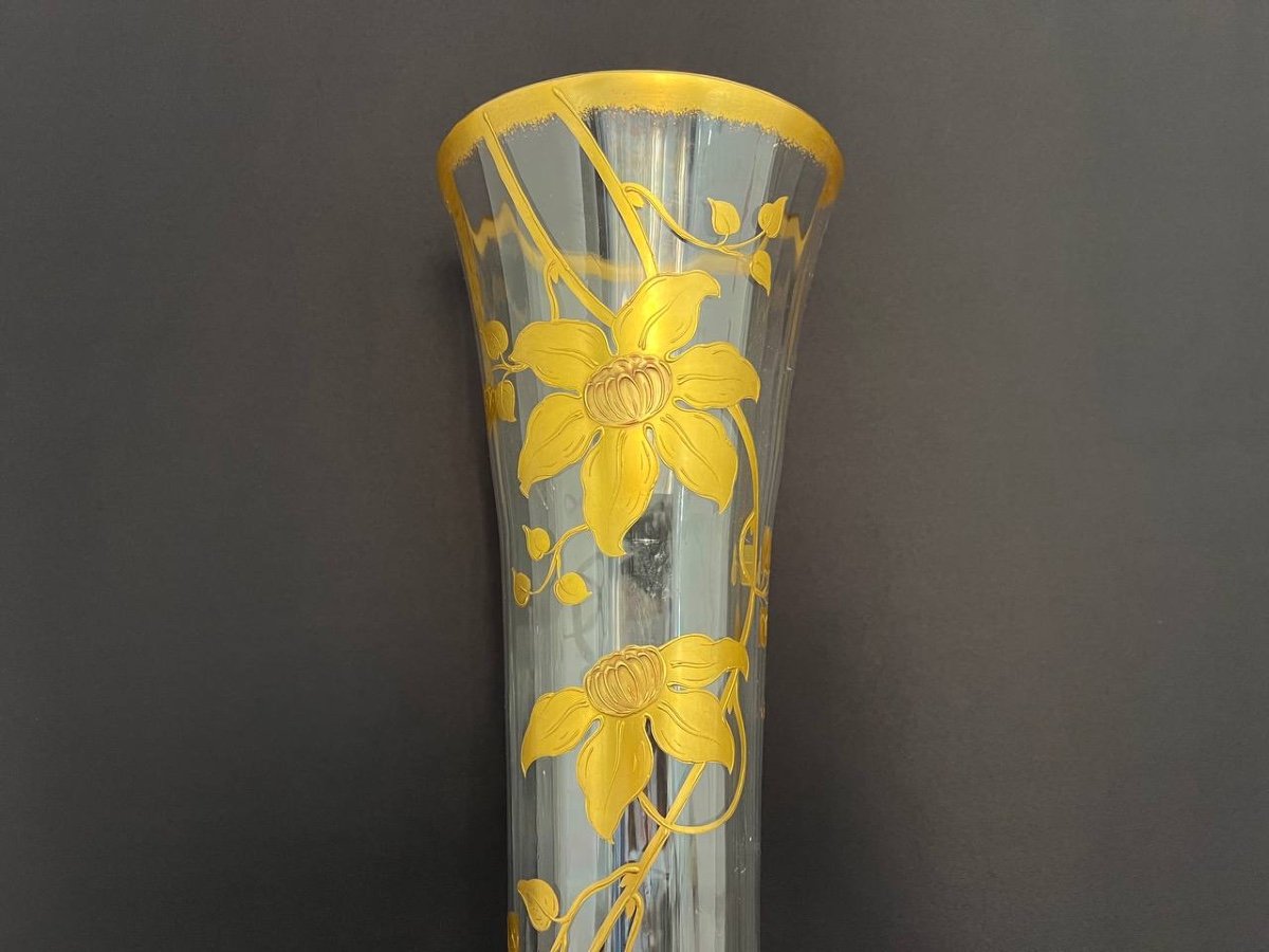 Vase émaillé En Cristal De Baccarat . Art Nouveau-photo-5