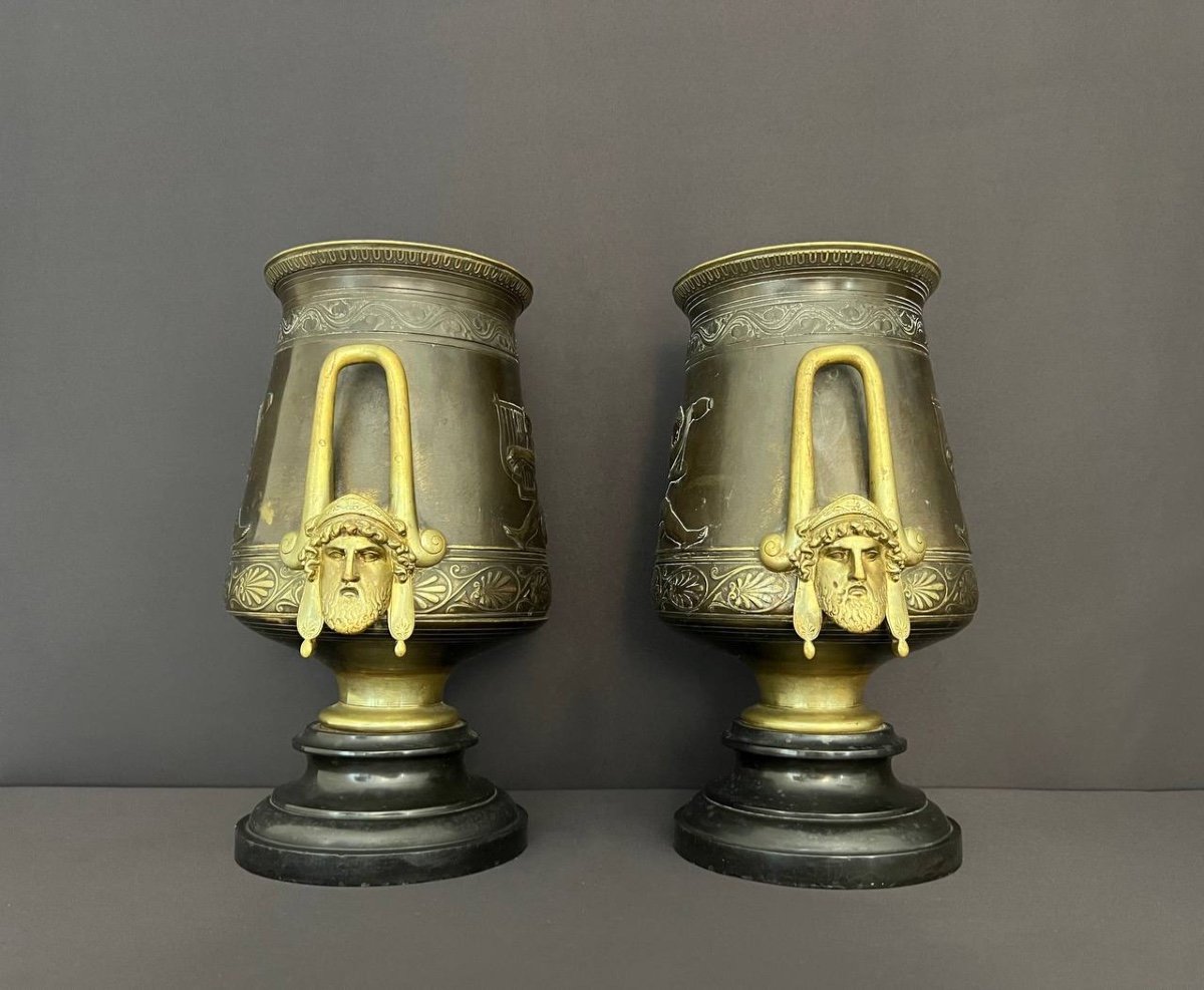 Paire De Vases En Bronze De Style Néo-grec Français-photo-4