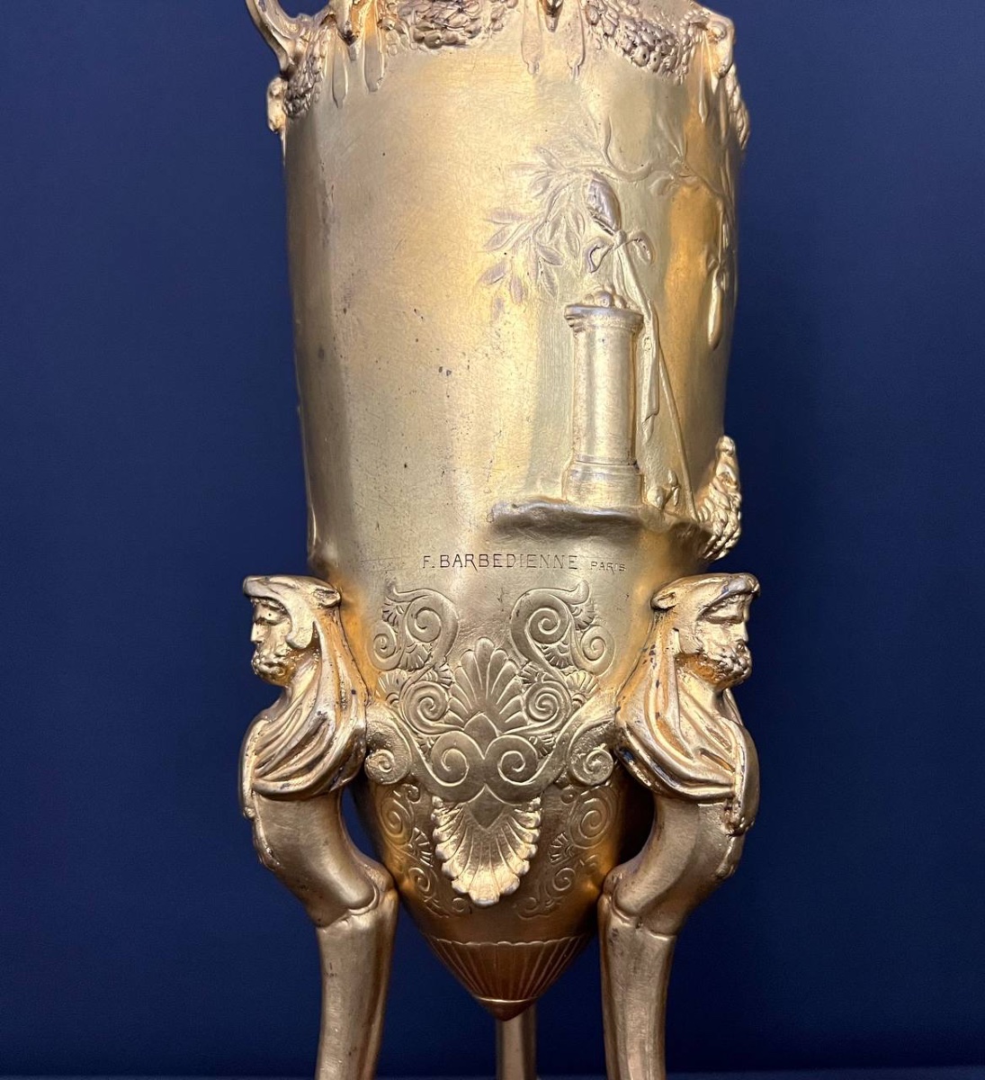Paire De Vases Néoclassiques En Bronze Doré Par F. Levillain & F. Barbedienne – XIXe Siècle-photo-6