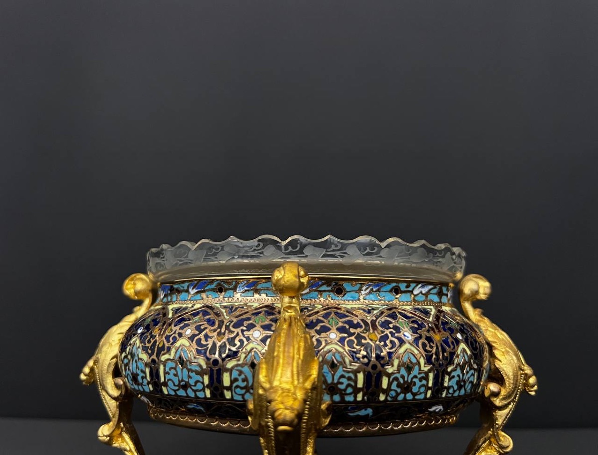 Rare Cloisonné Enamel And Gilt Bronze Vase / Cup – Napoleon III Style -photo-2