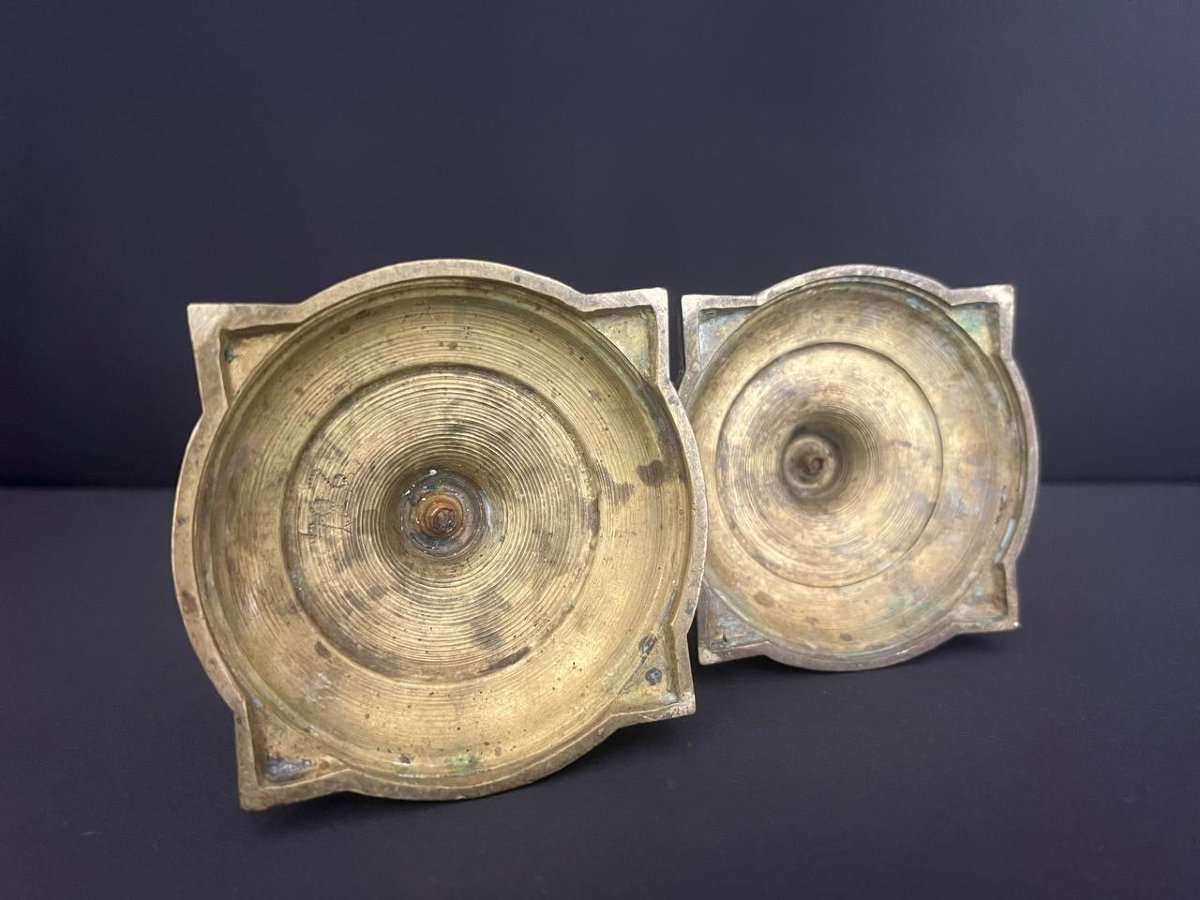 Paire De Bougeoirs En Bronze – Style Louis XVI-photo-1