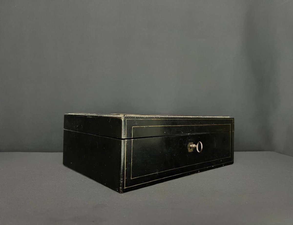 Napoleon III Box In Blackened Wood With Boulle Marquetry-photo-2