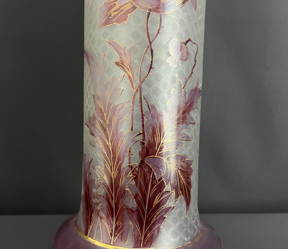 Grande Vase En Verre émaillé Style Art Nouveau-photo-2