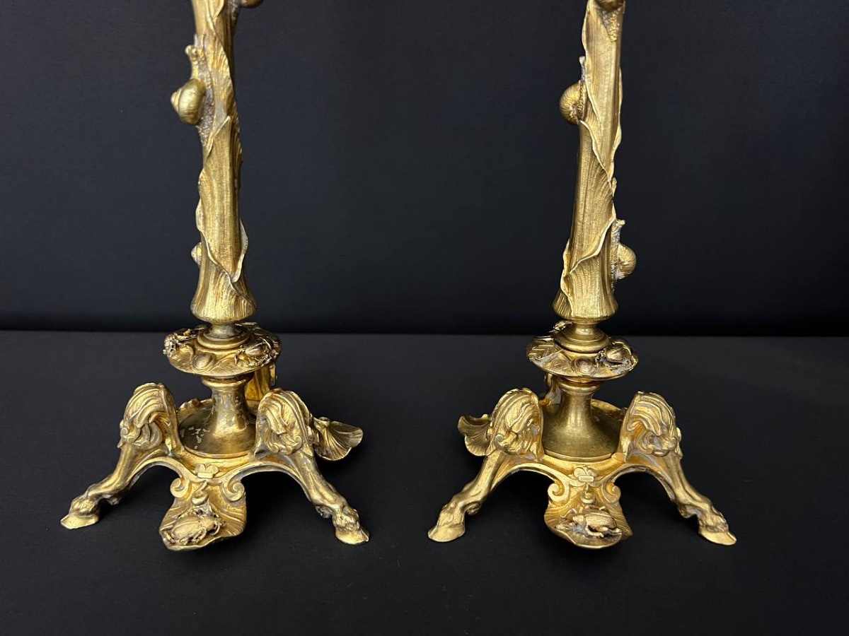 Pair Of Louis XV Style Gilt Bronze Candlesticks -photo-5