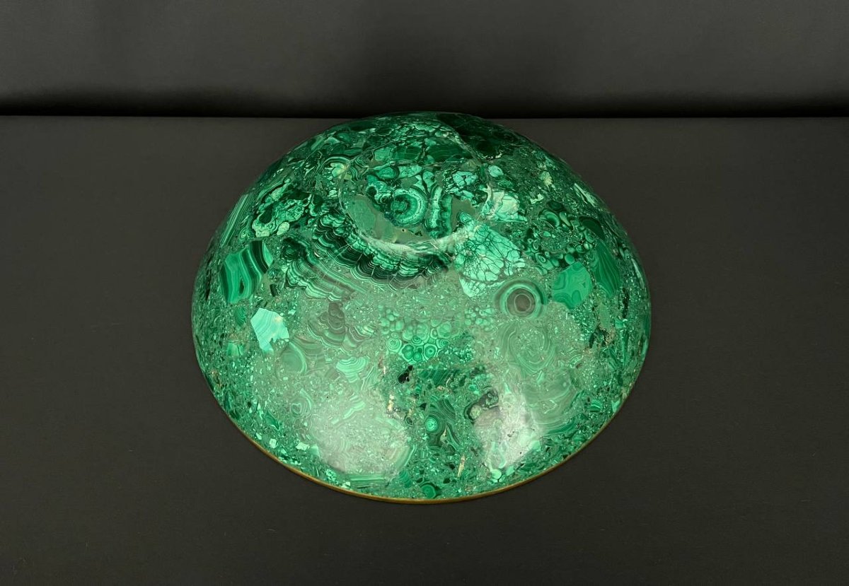 Malachite Bowl With Gilt Brass Rim -photo-2