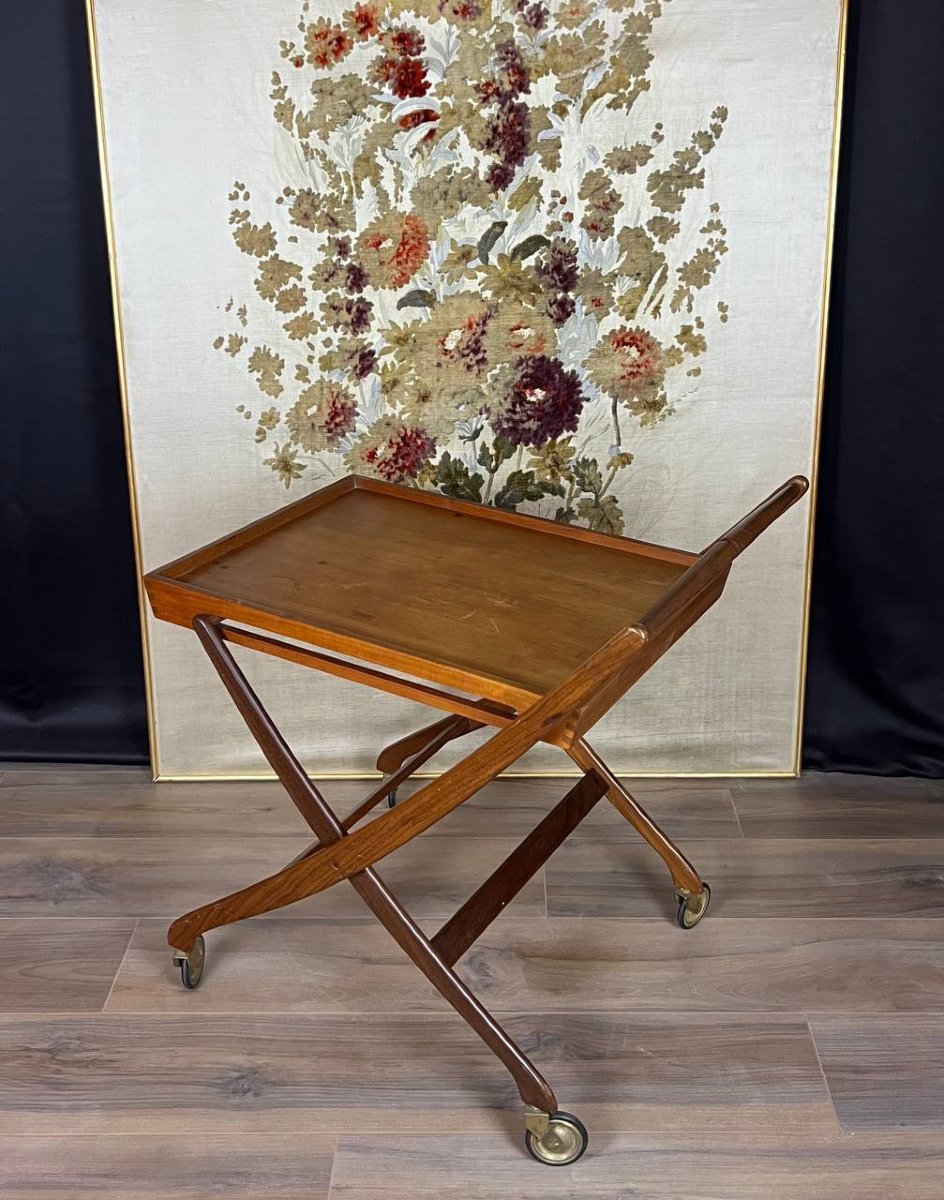 Chariot de service danois vintage en teck – design scandinave des années 60-photo-3