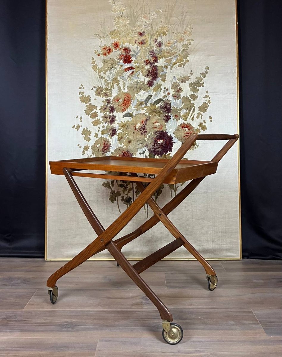 Chariot de service danois vintage en teck – design scandinave des années 60-photo-4