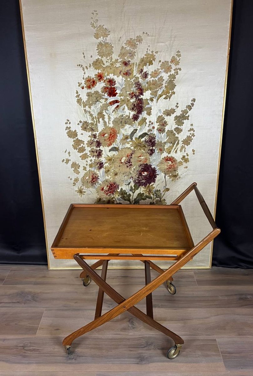 Chariot de service danois vintage en teck – design scandinave des années 60-photo-4