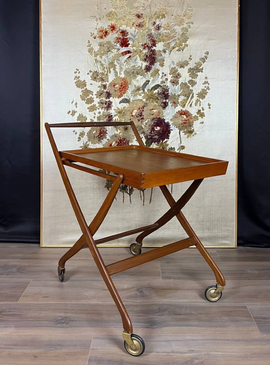 Chariot de service danois vintage en teck – design scandinave des années 60