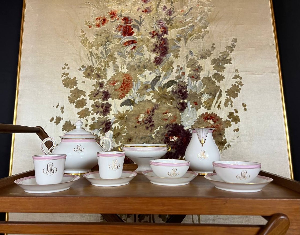 Service en porcelaine ancienne – J.P. L. Limoges – vers 1910–1930 – Monogrammé à l’or-photo-2