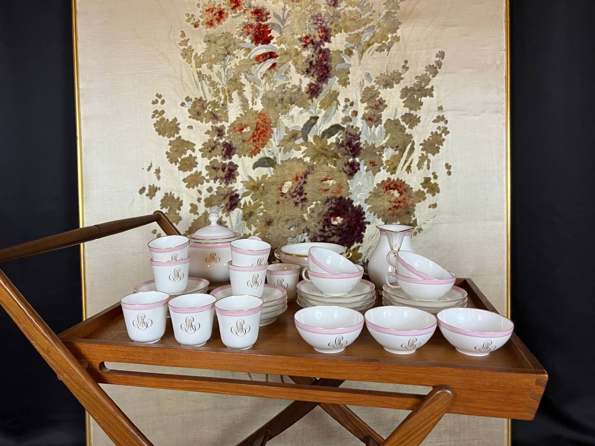 Service en porcelaine ancienne – J.P. L. Limoges – vers 1910–1930 – Monogrammé à l’or