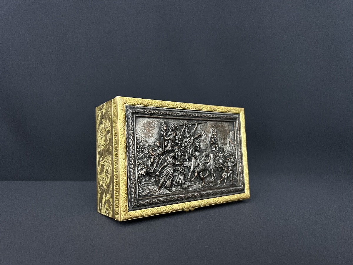 Gilt Bronze Box And Patinated Relief Plaque, 19th Century-photo-5