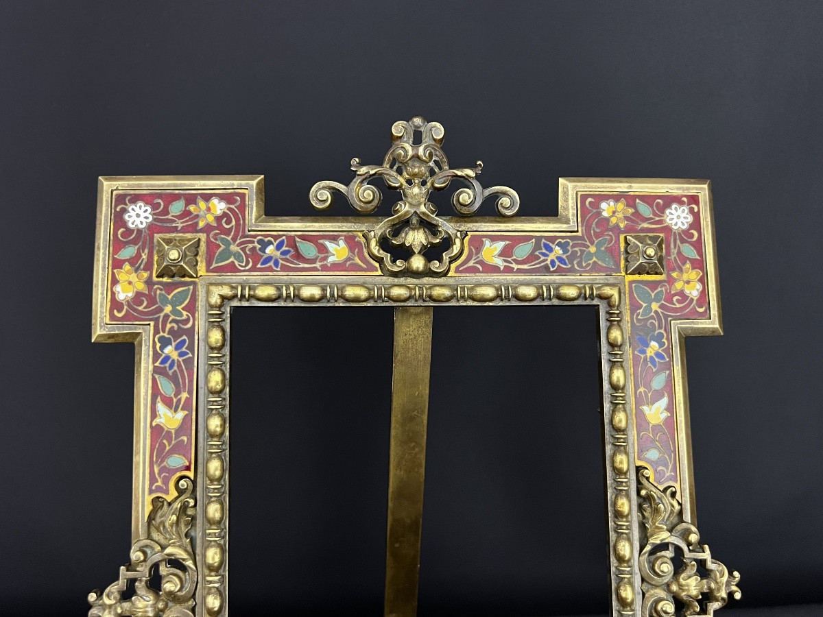 Cadre en bronze doré à émaux cloisonnés-photo-2