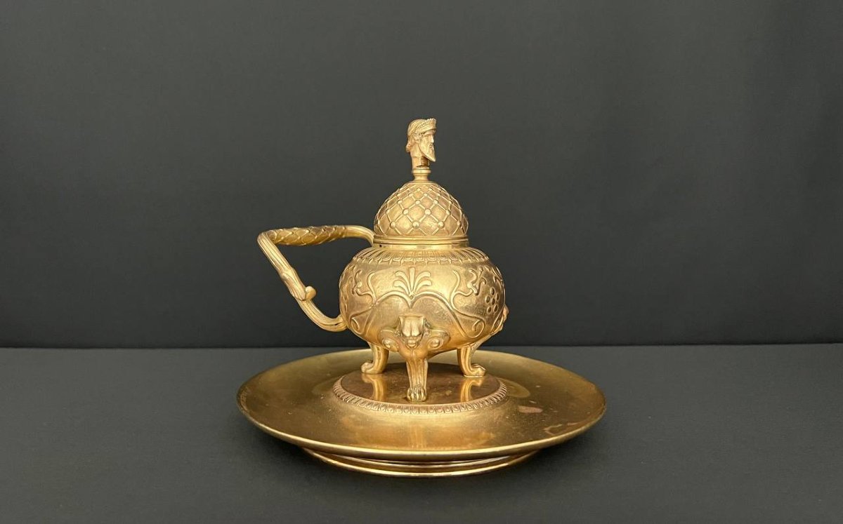 Bronze Inkwell Signed Barbedienne, Neoclassical Style, Circa 1870-photo-2