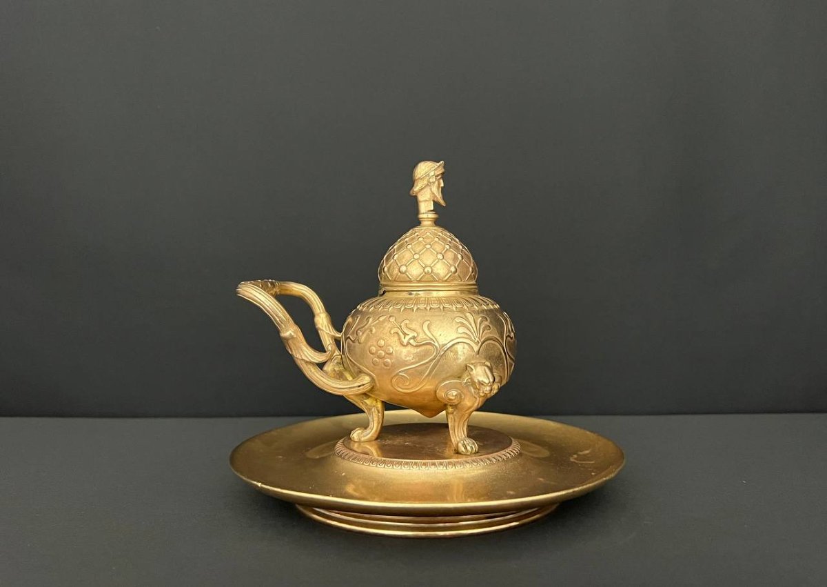 Bronze Inkwell Signed Barbedienne, Neoclassical Style, Circa 1870-photo-3