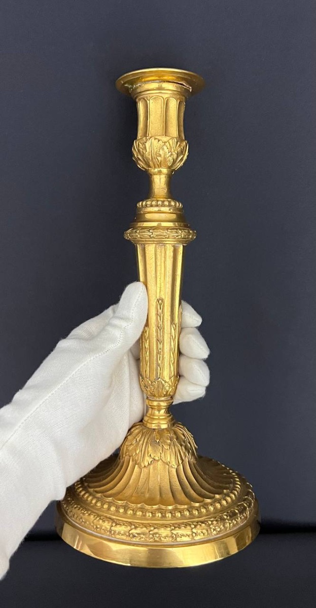 Gilt Bronze Candlestick, Louis XVI Style, Late 18th – Early 19th Century-photo-1