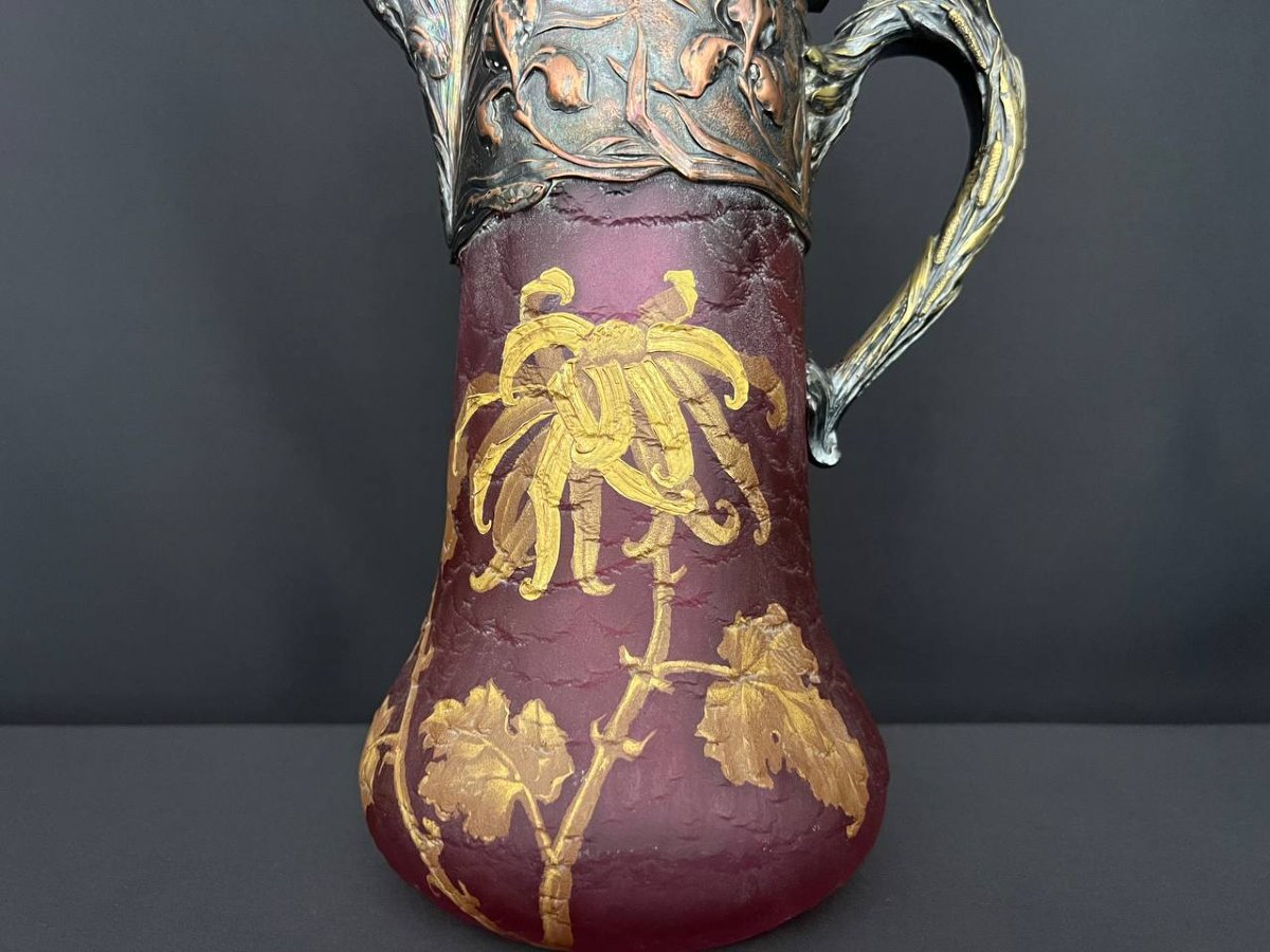 Victor Saglier (1809–1895) – Verseuse à orangeade en verre givrée, Art Nouveau-photo-3