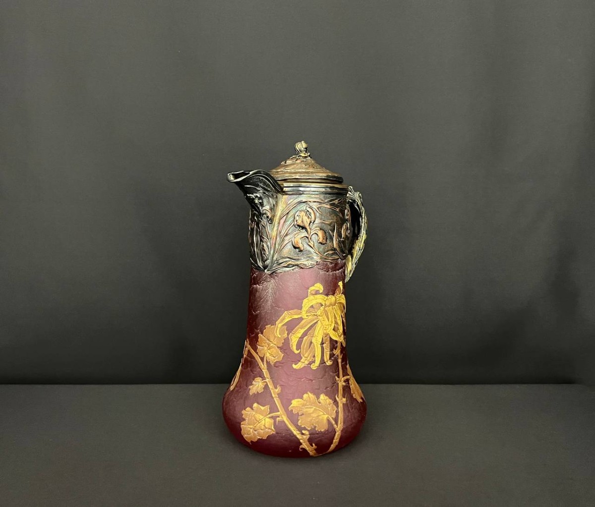 Victor Saglier (1809–1895) – Verseuse à orangeade en verre givrée, Art Nouveau