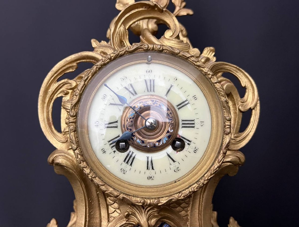 Pendule en bronze et émail cloisonné – style Napoléon III,  début XXe siècle-photo-4