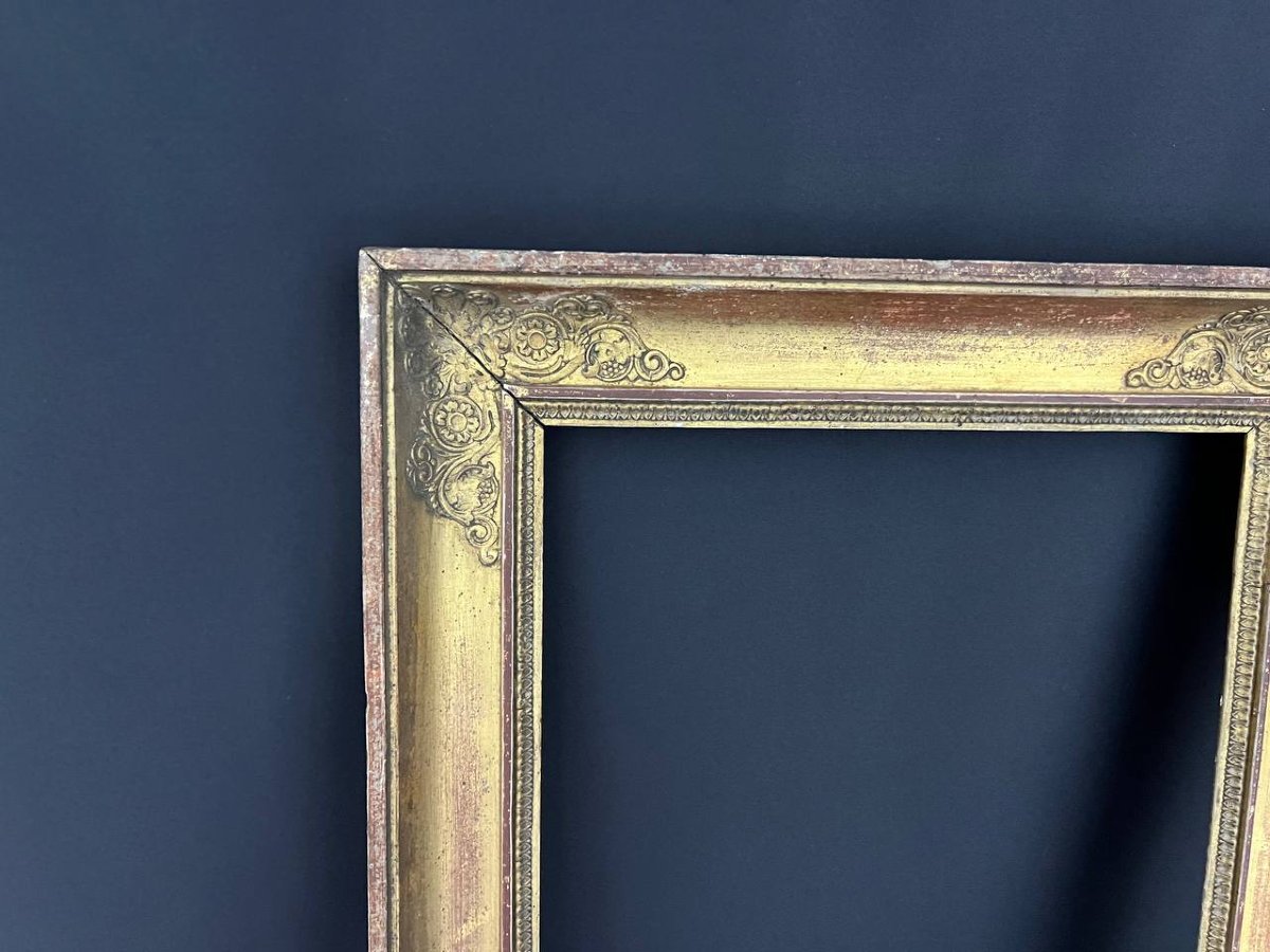 Empire Frame In Gilded Wood, Relief Decoration, 19th Century-photo-2