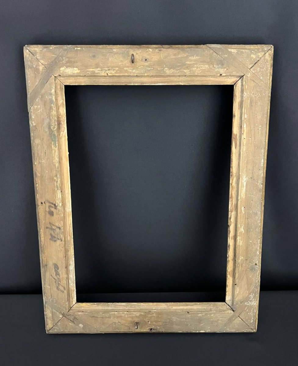 Empire Frame In Gilded Wood, Relief Decoration, 19th Century-photo-6