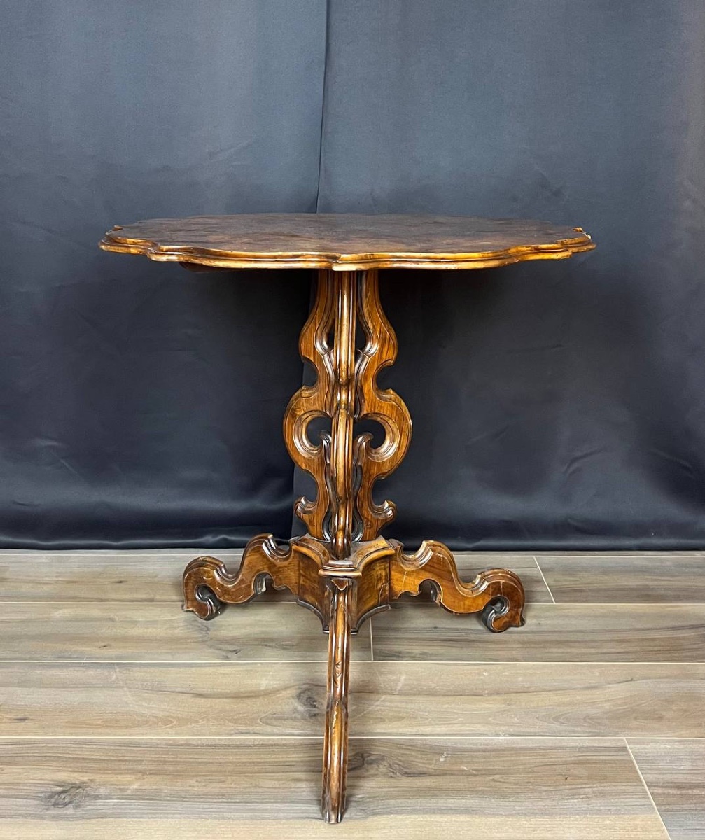 Antique Burr Walnut Side Table, 19th Century-photo-4