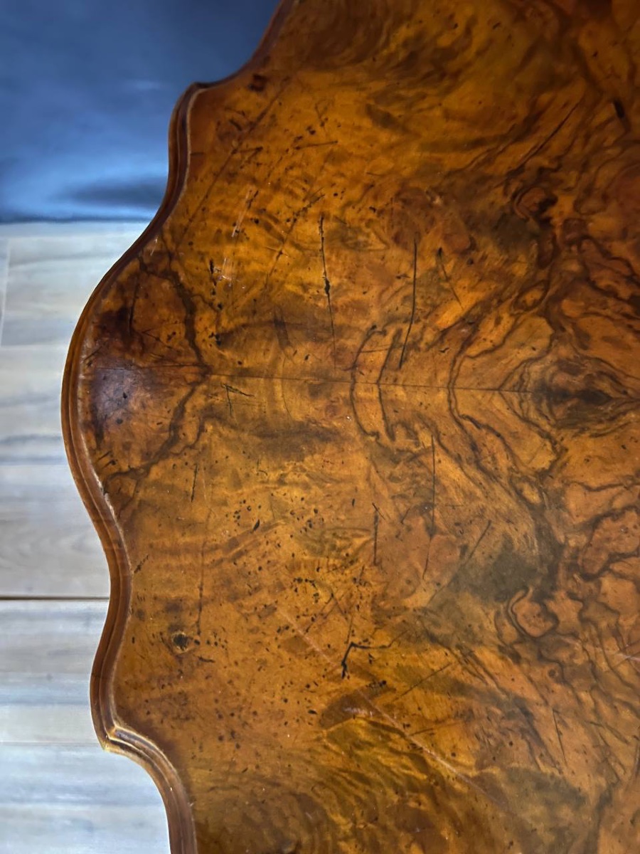 Antique Burr Walnut Side Table, 19th Century-photo-4