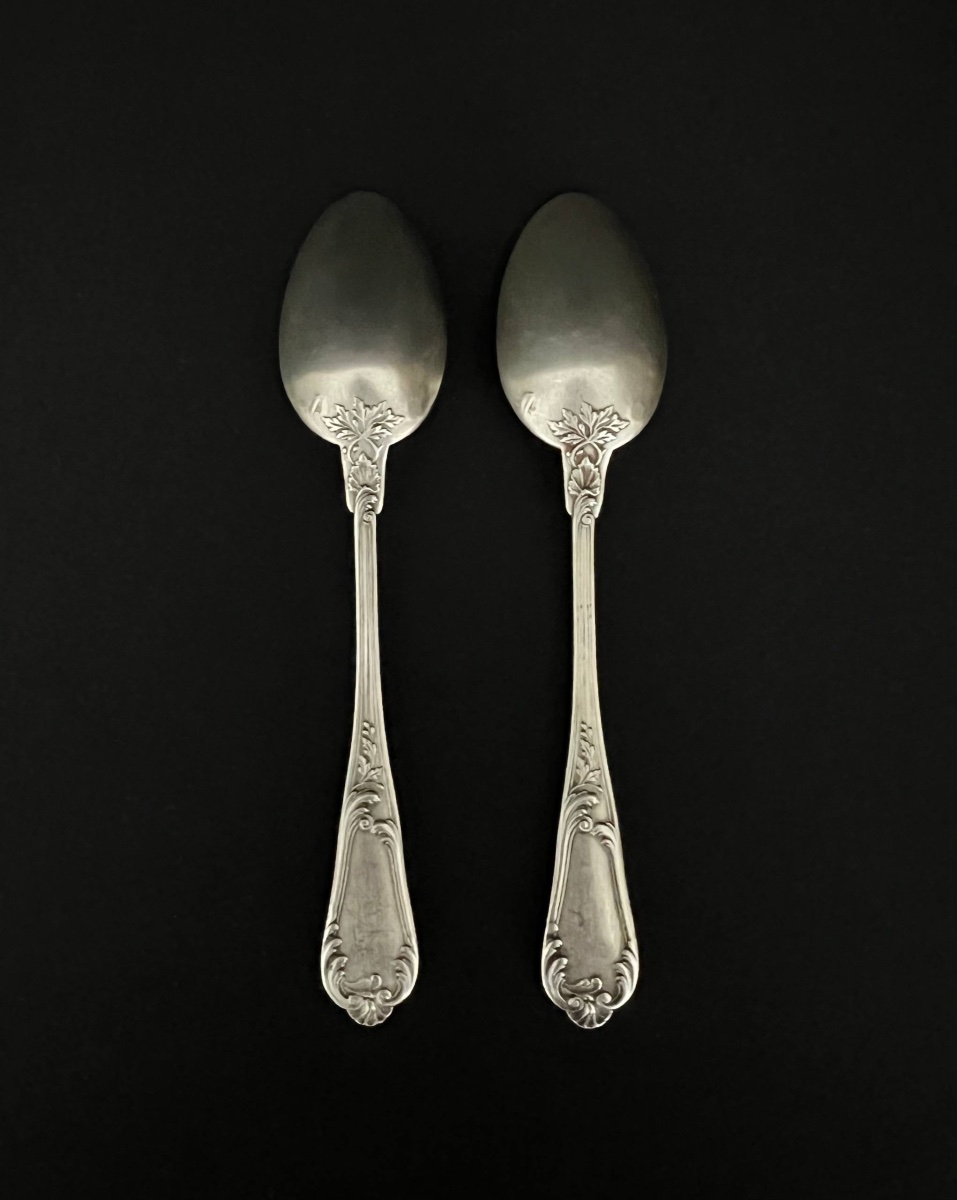 Set Of 6 Silver Dessert Spoons By Olier & Caron, Paris, 1910–1936-photo-4