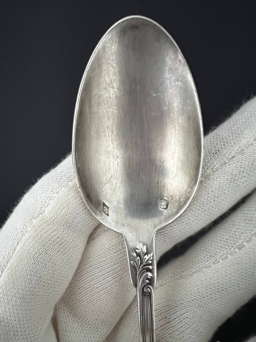 Set Of 6 Silver Dessert Spoons By Olier & Caron, Paris, 1910–1936-photo-3
