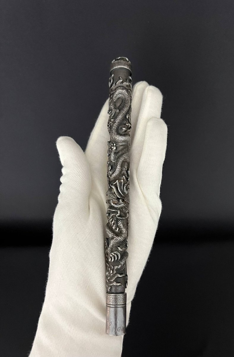 Antique Asian Umbrella Handle - Chinese Dragon-photo-4