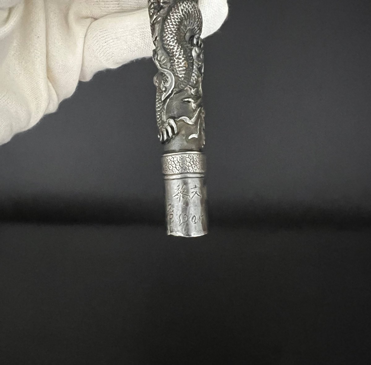 Antique Asian Umbrella Handle - Chinese Dragon-photo-6