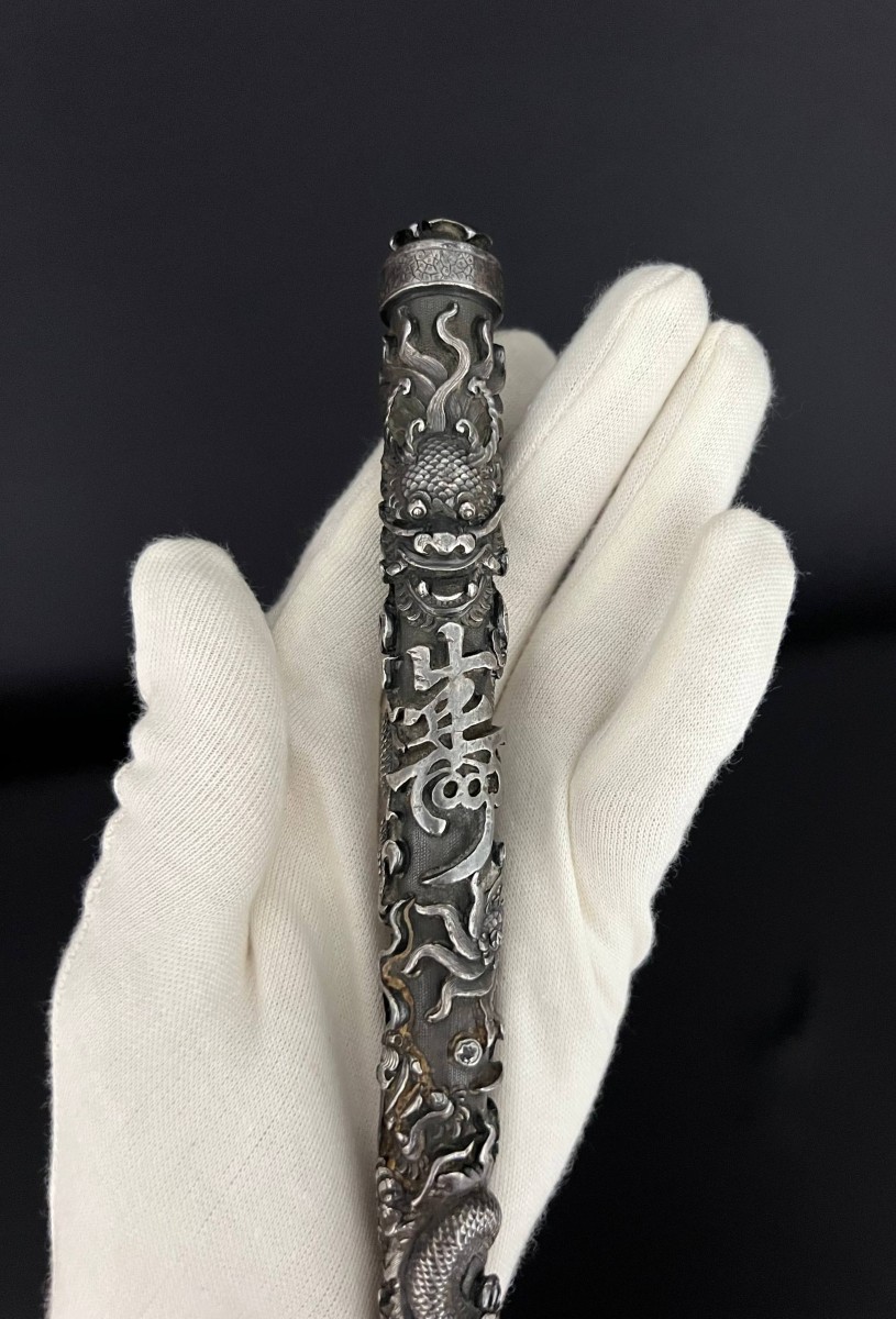 Antique Asian Umbrella Handle - Chinese Dragon