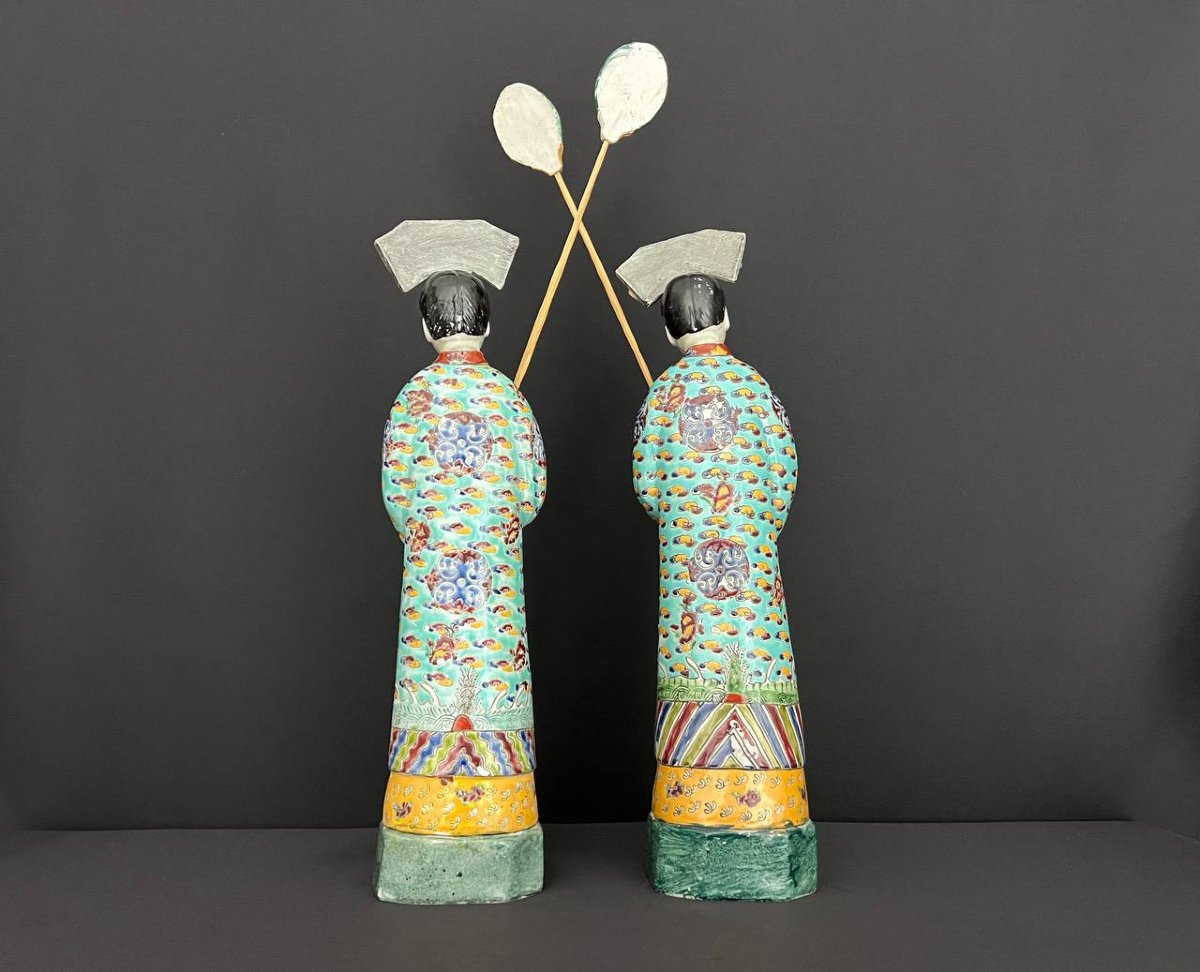 Pair Of Large Antique Famille Rose Enameled Porcelain Figurines – China-photo-4
