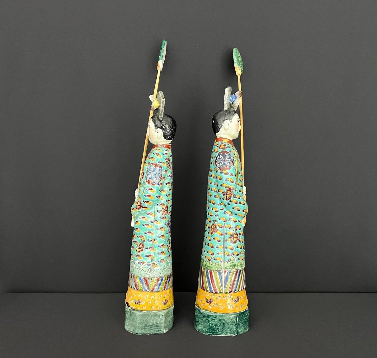Pair Of Large Antique Famille Rose Enameled Porcelain Figurines – China-photo-5