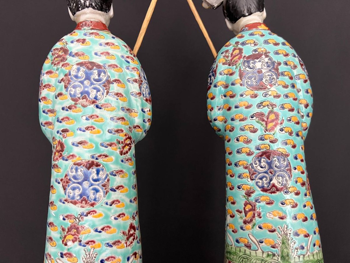 Pair Of Large Antique Famille Rose Enameled Porcelain Figurines – China-photo-6