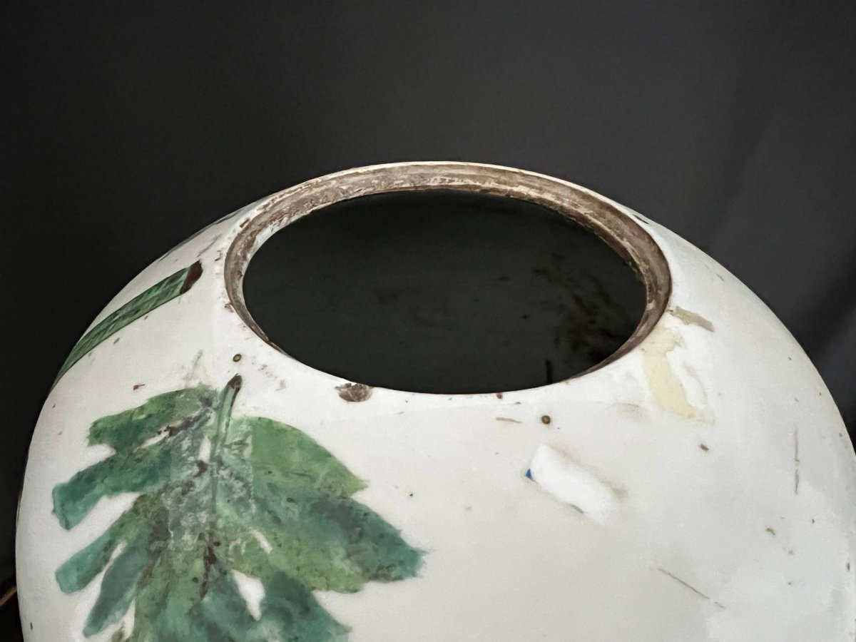 Pot couvert en porcelaine de Chine, famille verte, période République-photo-7