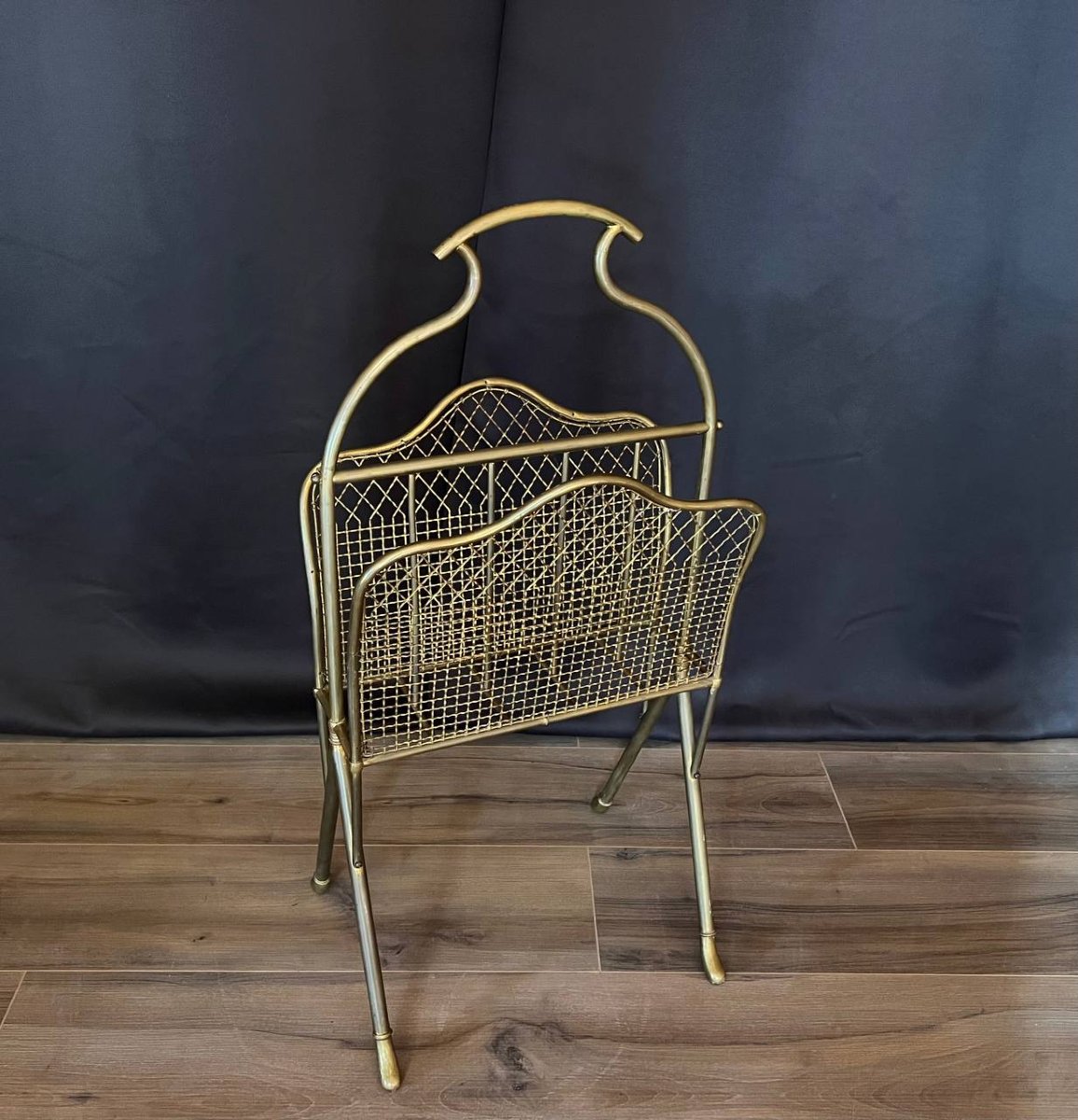 Brass Magazine Rack, In The Style Of Maison Jansen-photo-2