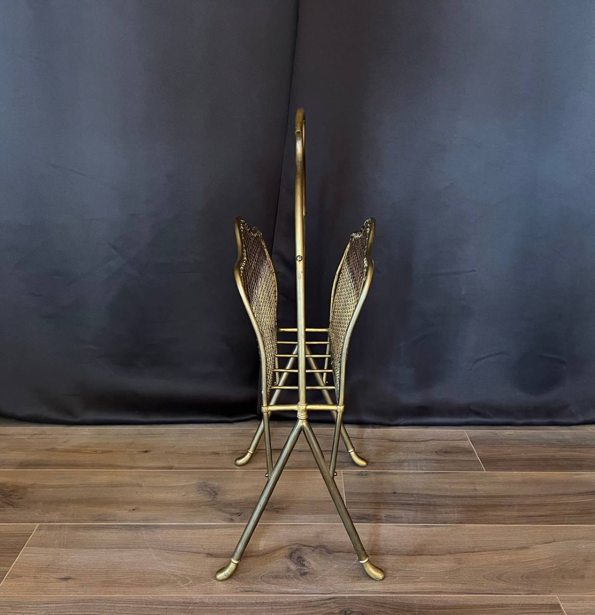 Brass Magazine Rack, In The Style Of Maison Jansen-photo-3