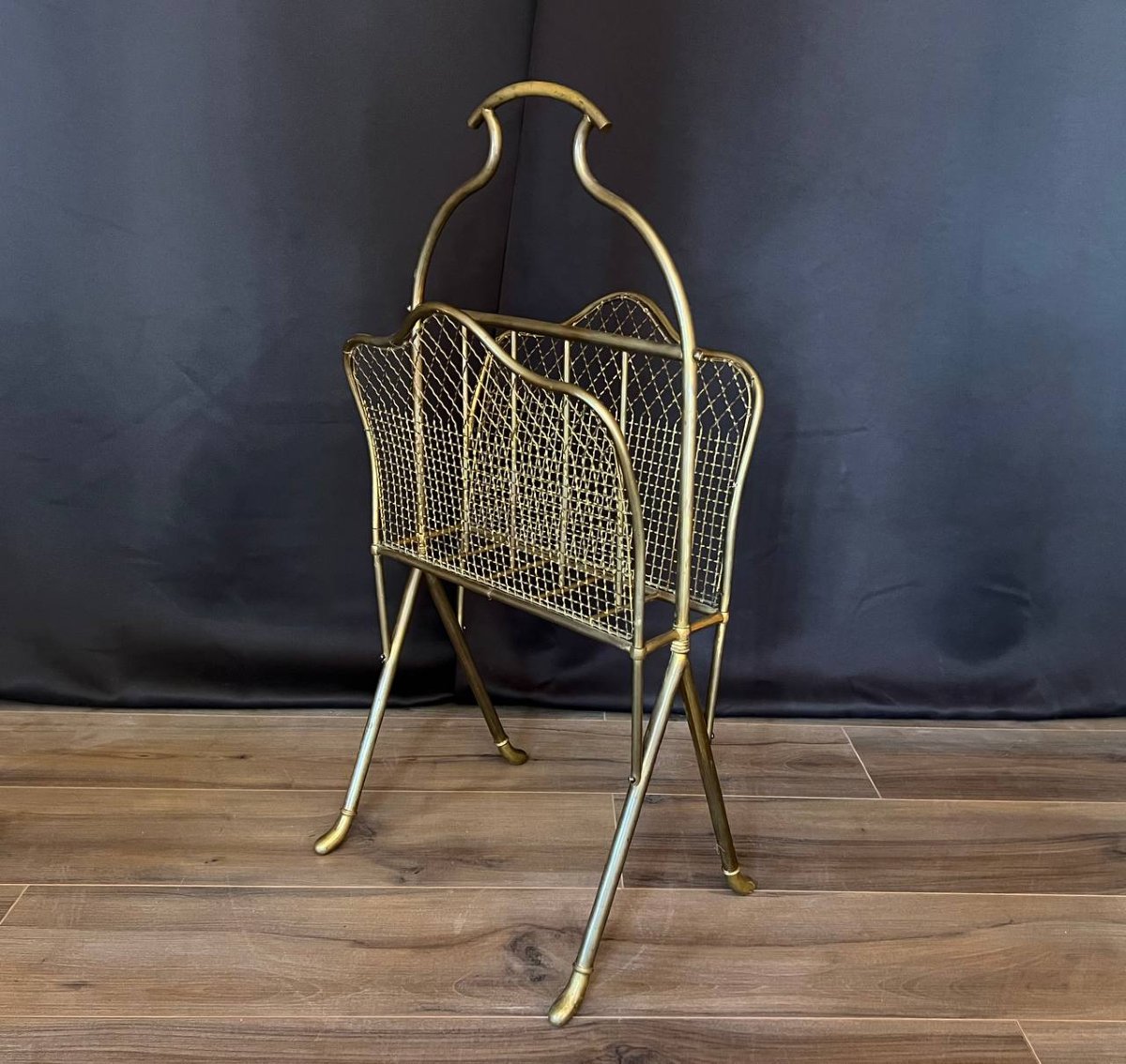 Brass Magazine Rack, In The Style Of Maison Jansen-photo-4