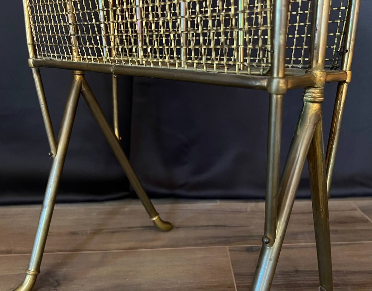 Brass Magazine Rack, In The Style Of Maison Jansen-photo-6